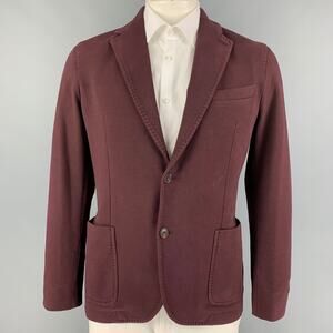 CIRCOLO Size 42 Eggplant Cotton Notch Lapel Sport Coat